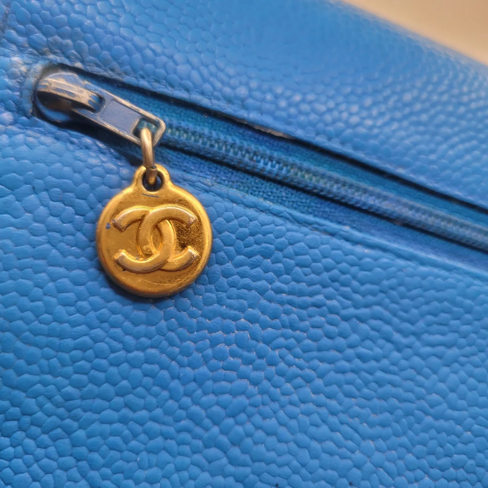 CHANEL Vibrant Blue Leather Clutch